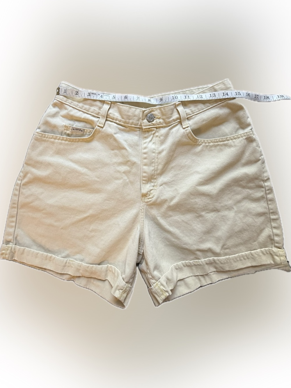Vintage Riders by Lee High-Waist Pale Yellow A-Line Denim Shorts